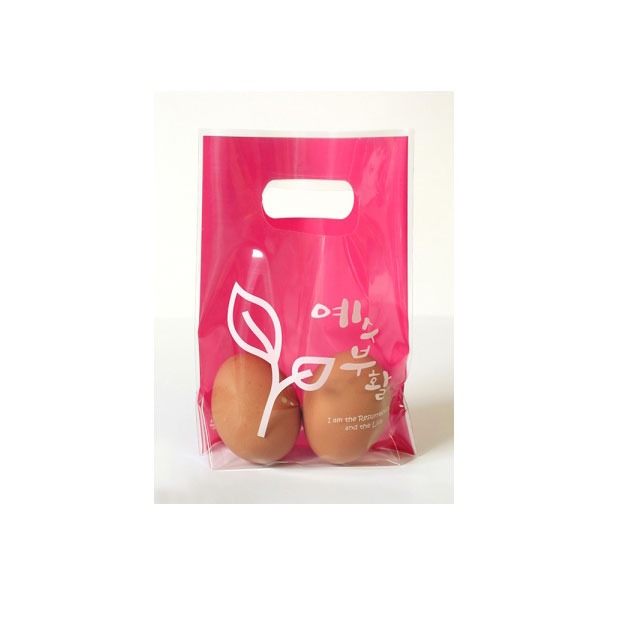 경지사 부활절 계란 비닐 가방 KJ-23 새싹(20매) 2구 손잡이 비닐봉투